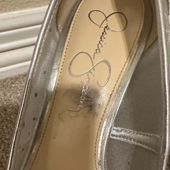 Jessica Simpson Silver Mesh Jewel Women's Heels - Picture 2 of 10